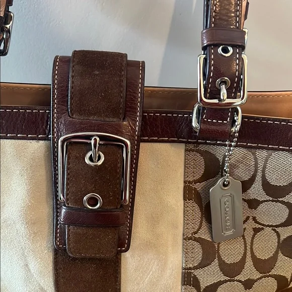 Coach Brown and Cream Signature Tote
